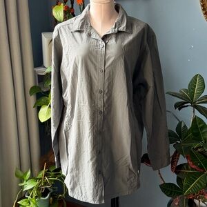 REI CO OP Women’s Lightweight Gray Shirt Jacket pockets nylon Sz L